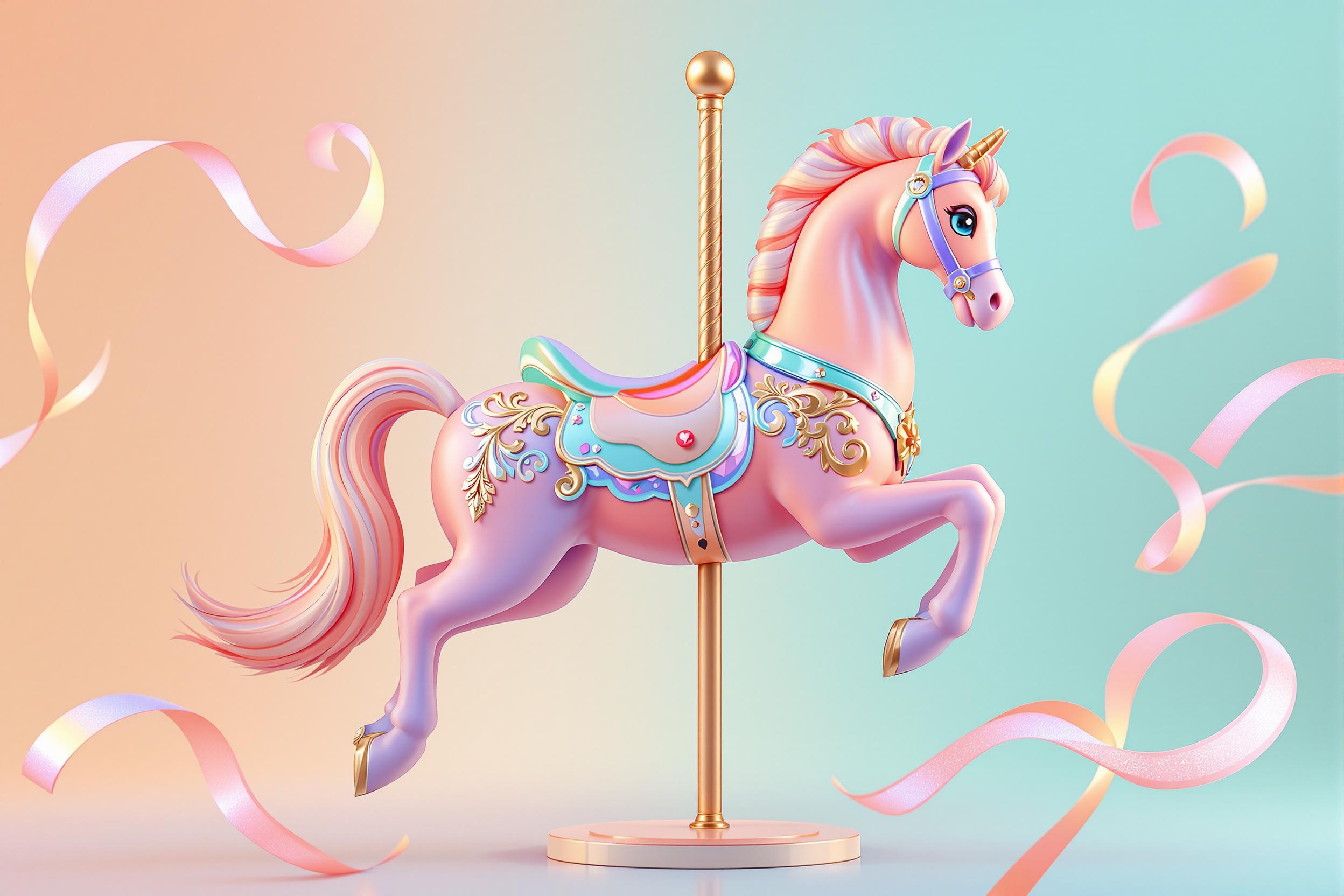 Stylized 3D Carousel Horse with Nostalgic Charm