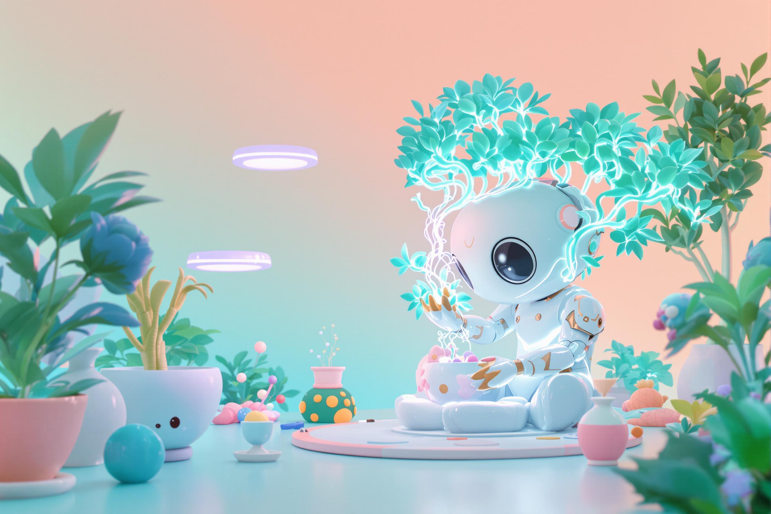 Stylized 3D Futuristic Techno-Gardener