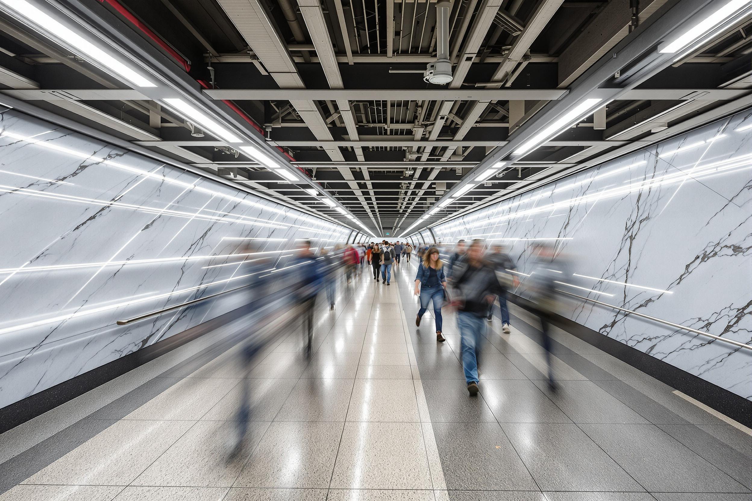 Modern Subway Station Rush and Geometry