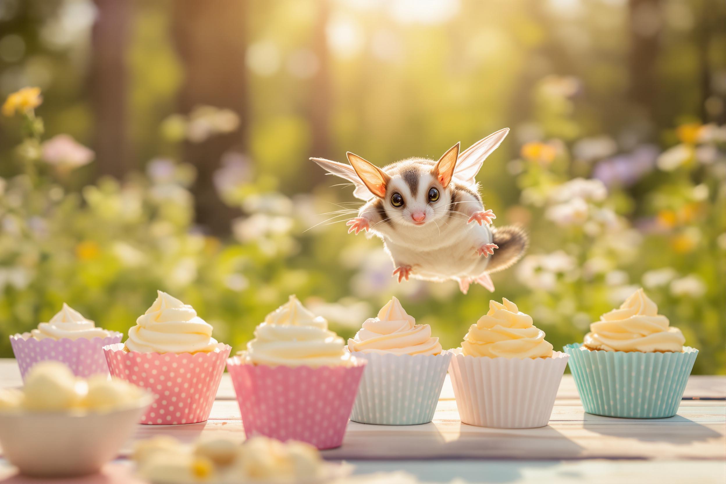 Whimsical Sugar Glider Picnic Landing