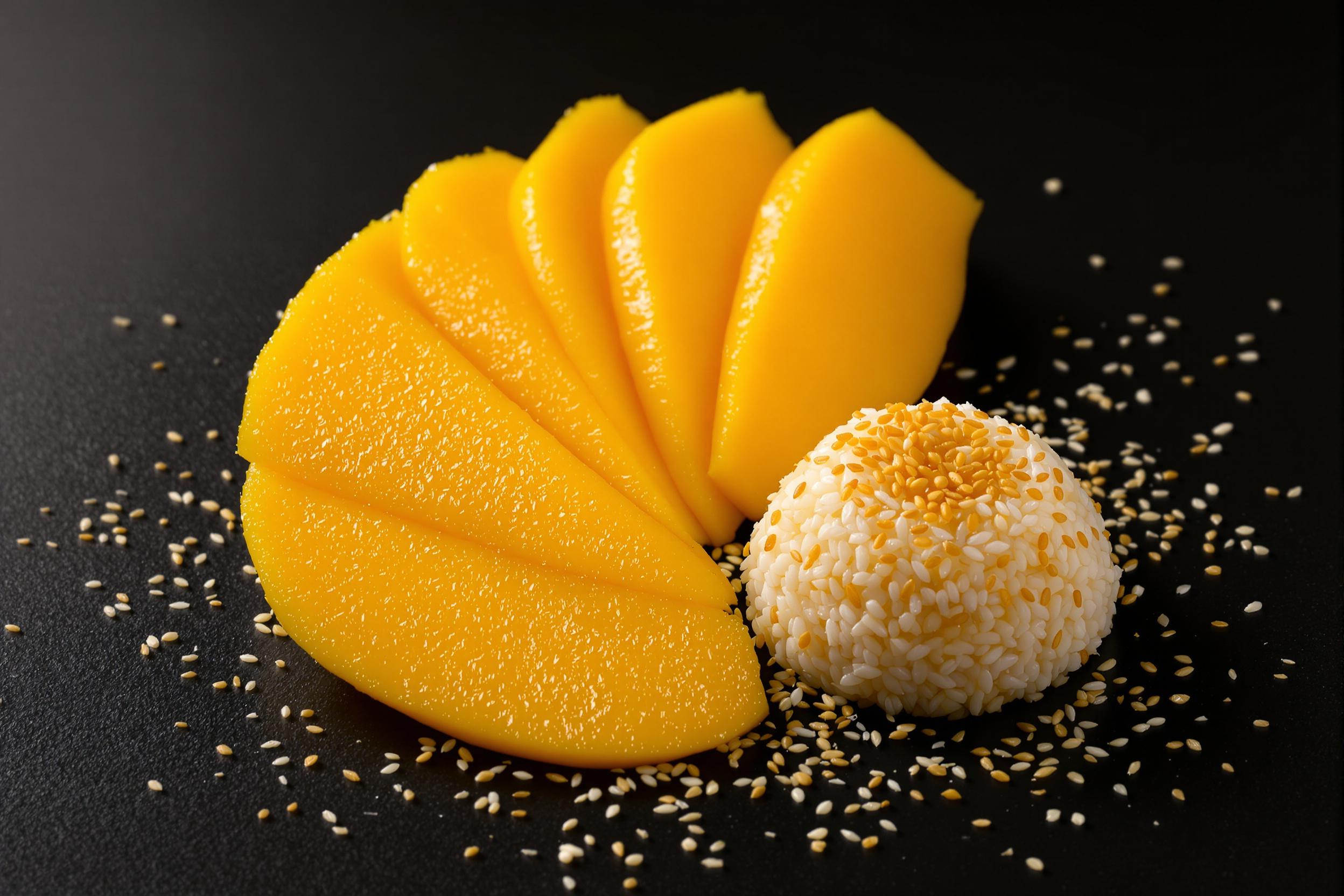 Macro Shot of Thai Mango Sticky Rice Dessert