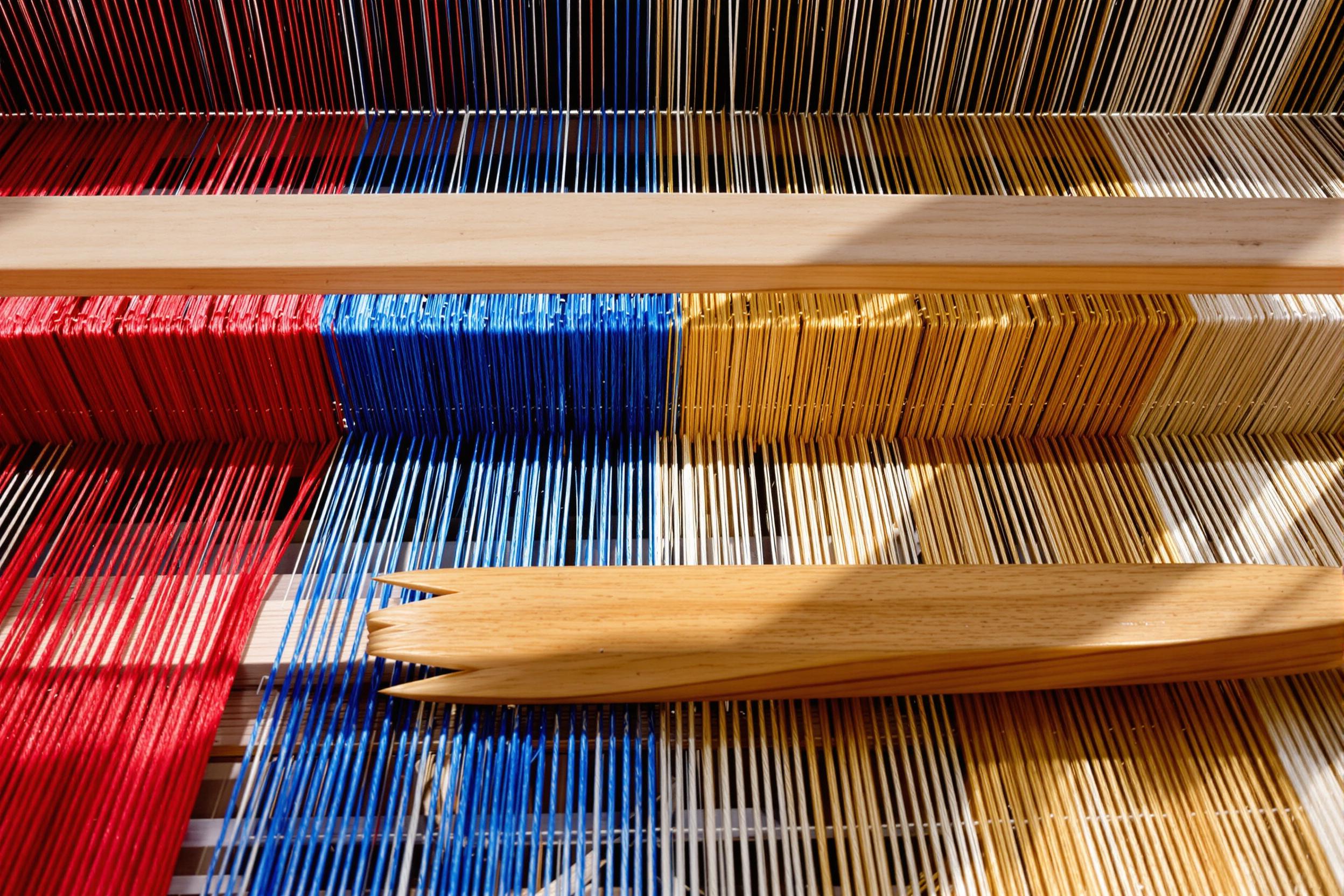 Close-Up of Traditional Loom in Operation