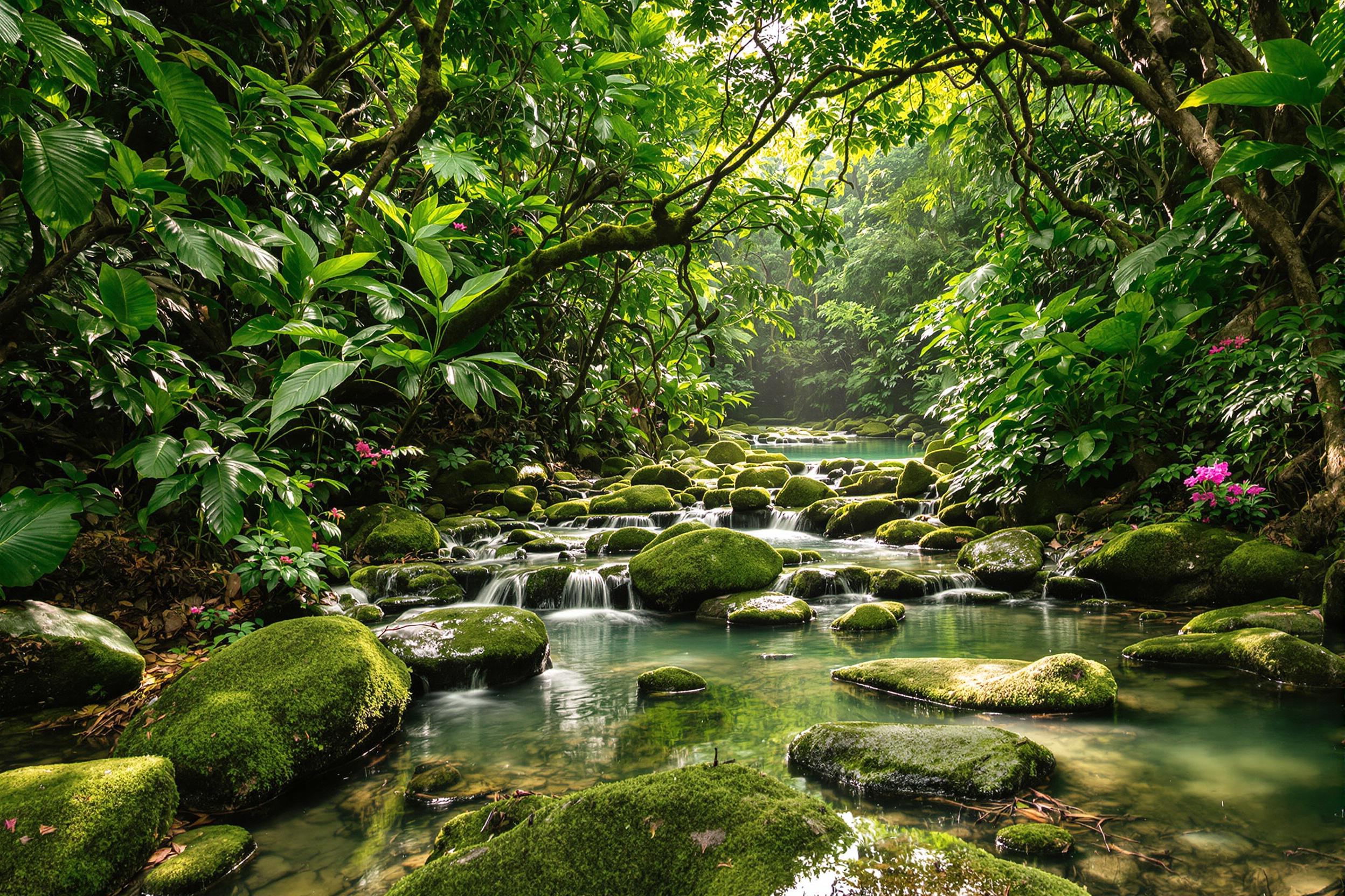 Ethereal Rainforest Under Emerald Canopy