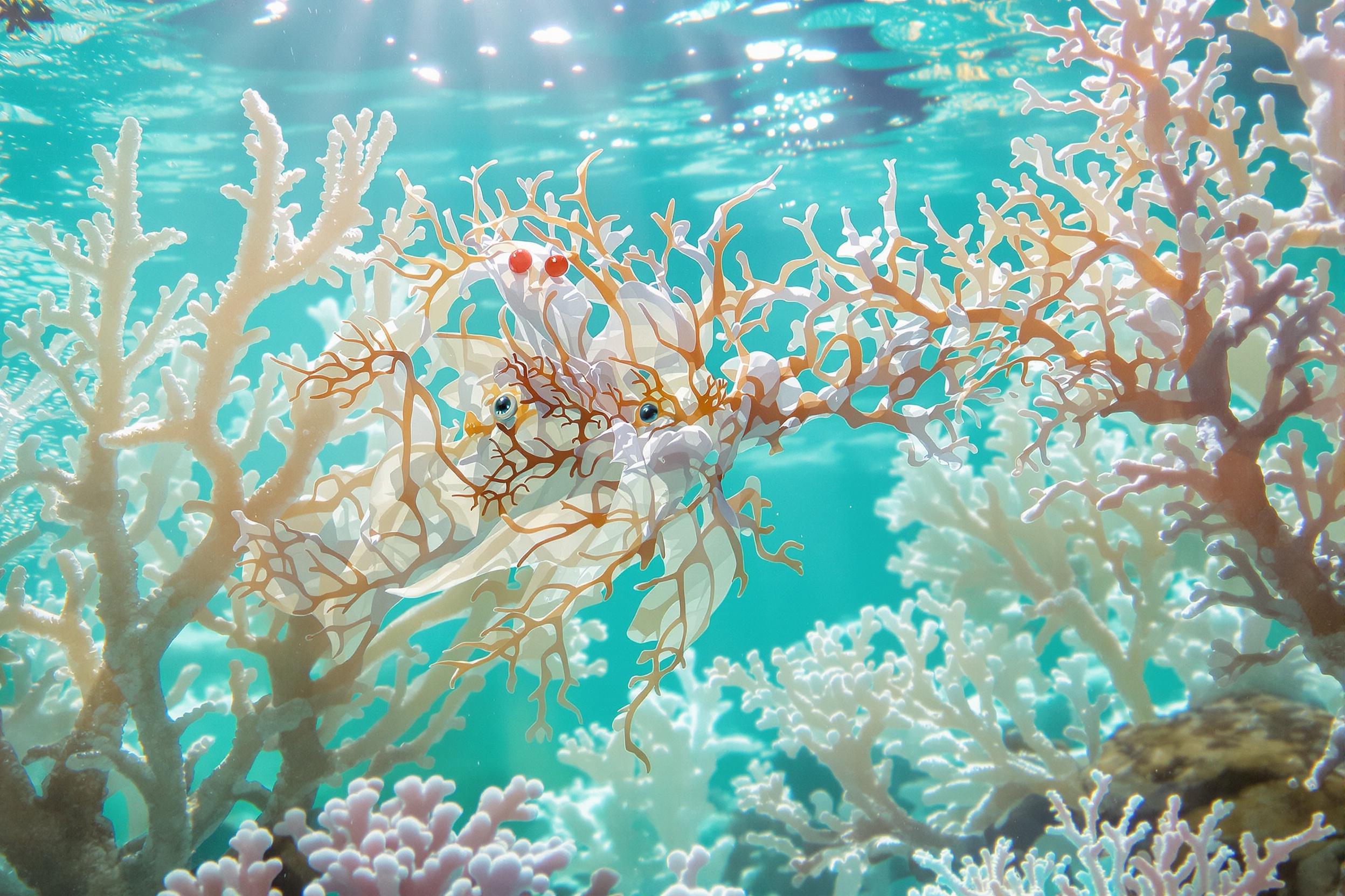 Leafy Seadragon Amidst Whimsical Coral Garden