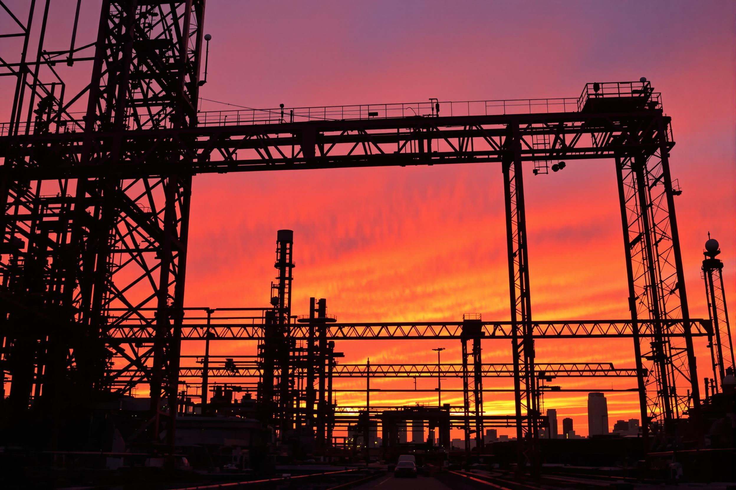 Twilight Industrial Elegance in Urban Skyline