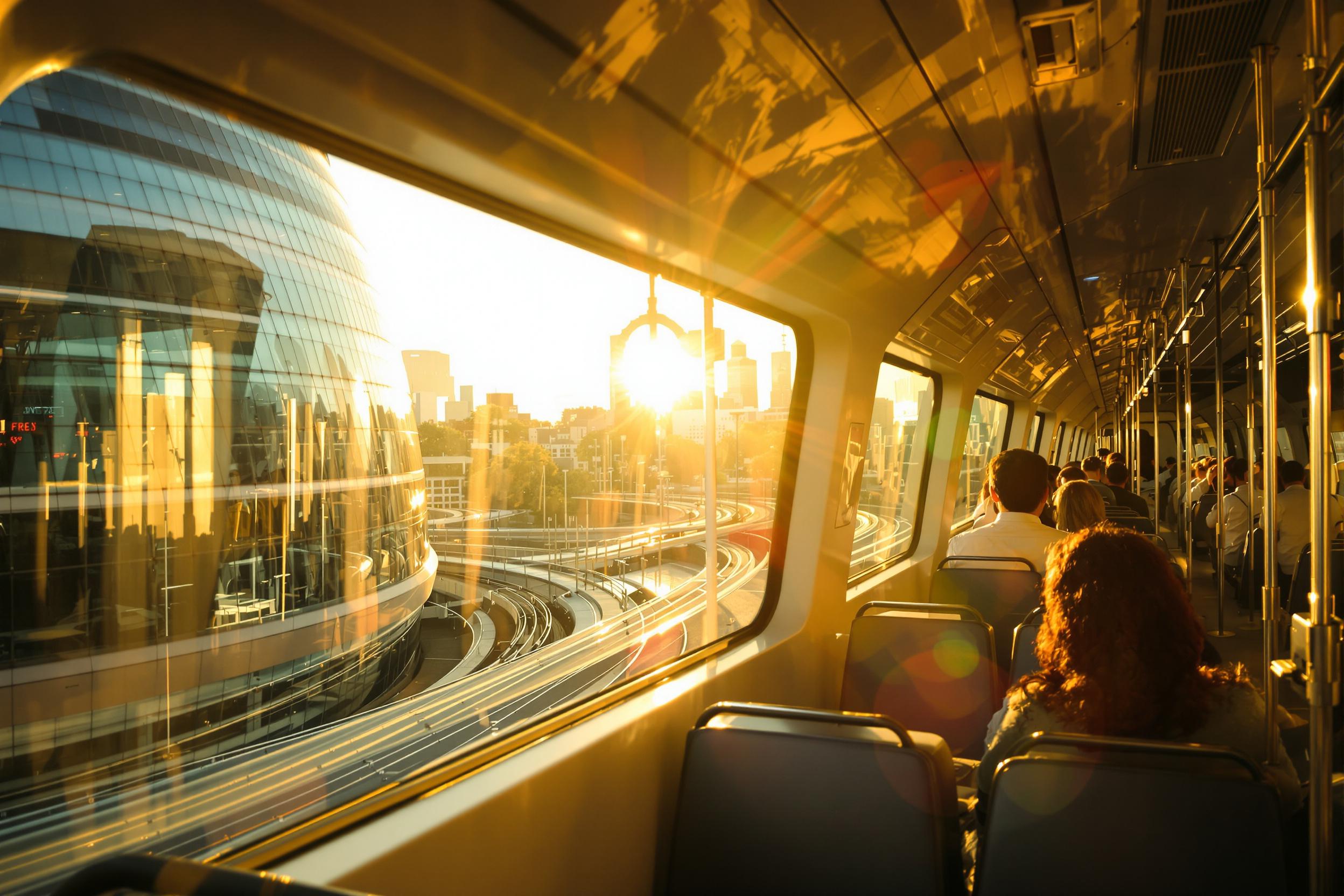 Golden Hour Urban Train Scene