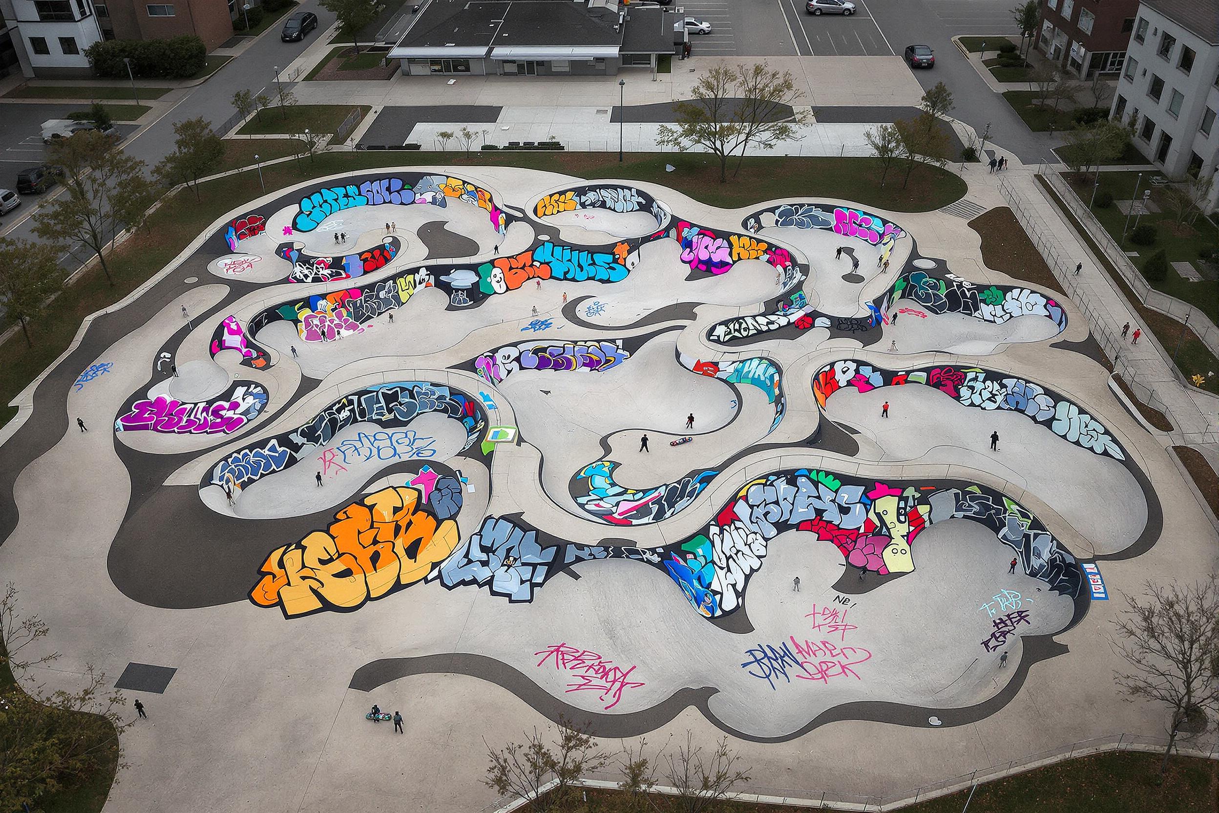 Drone View Captures Intricate Skate Park Design as Art Form