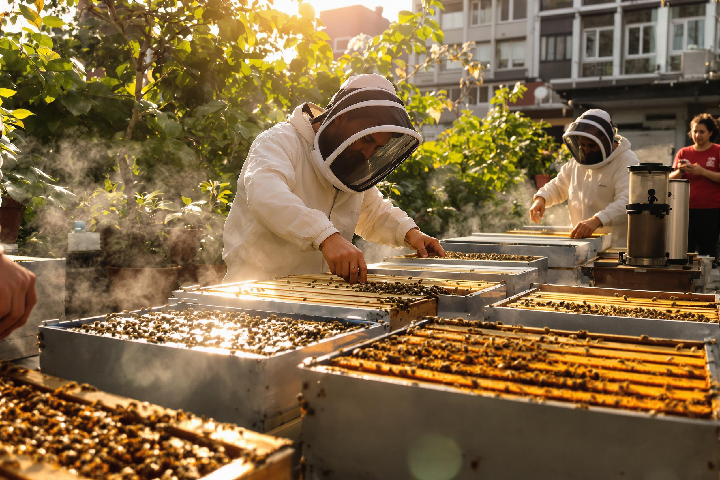 Urban Beekeeper in Rooftop Garden