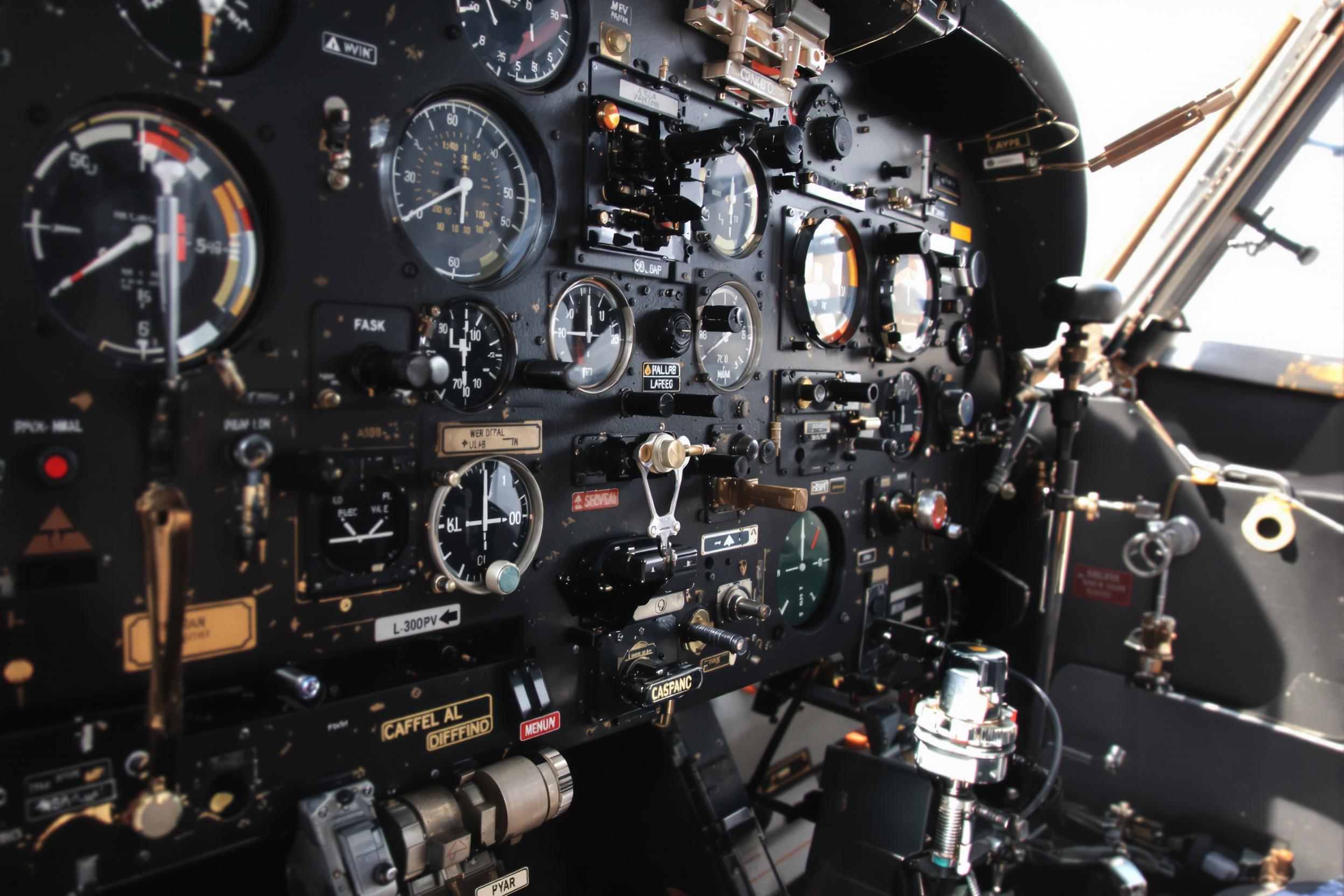 Close-Up of Vintage Aircraft Cockpit Panel