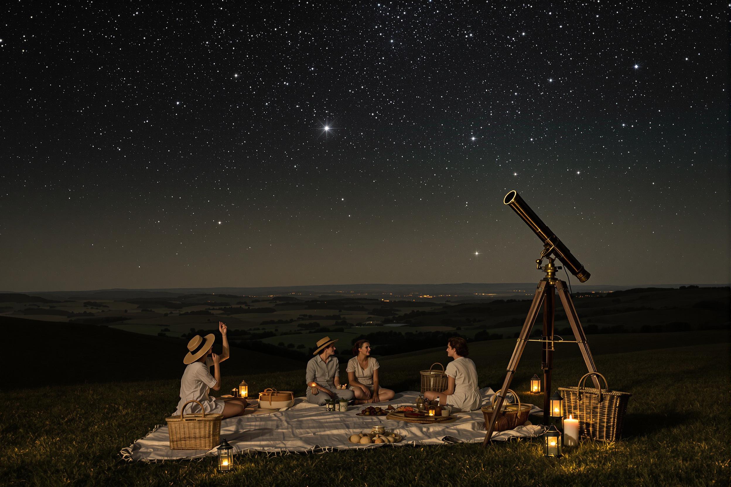 1930s Stargazers Beneath Celestial Splendor