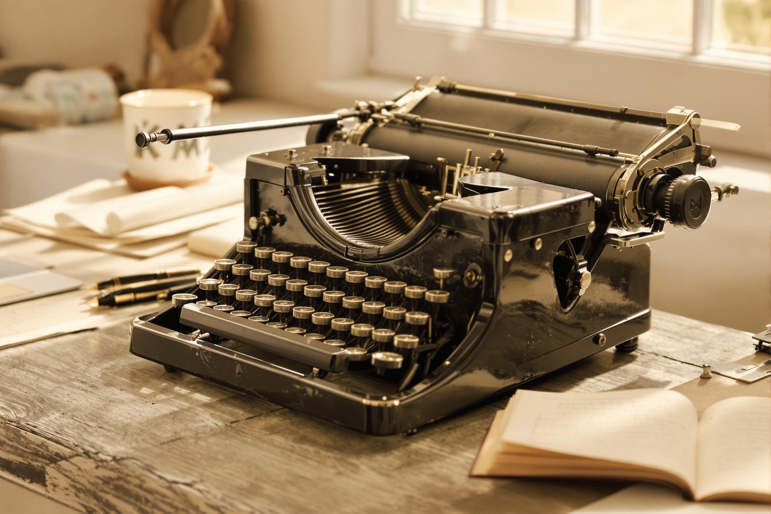 Vintage Typewriter on Wooden Desk