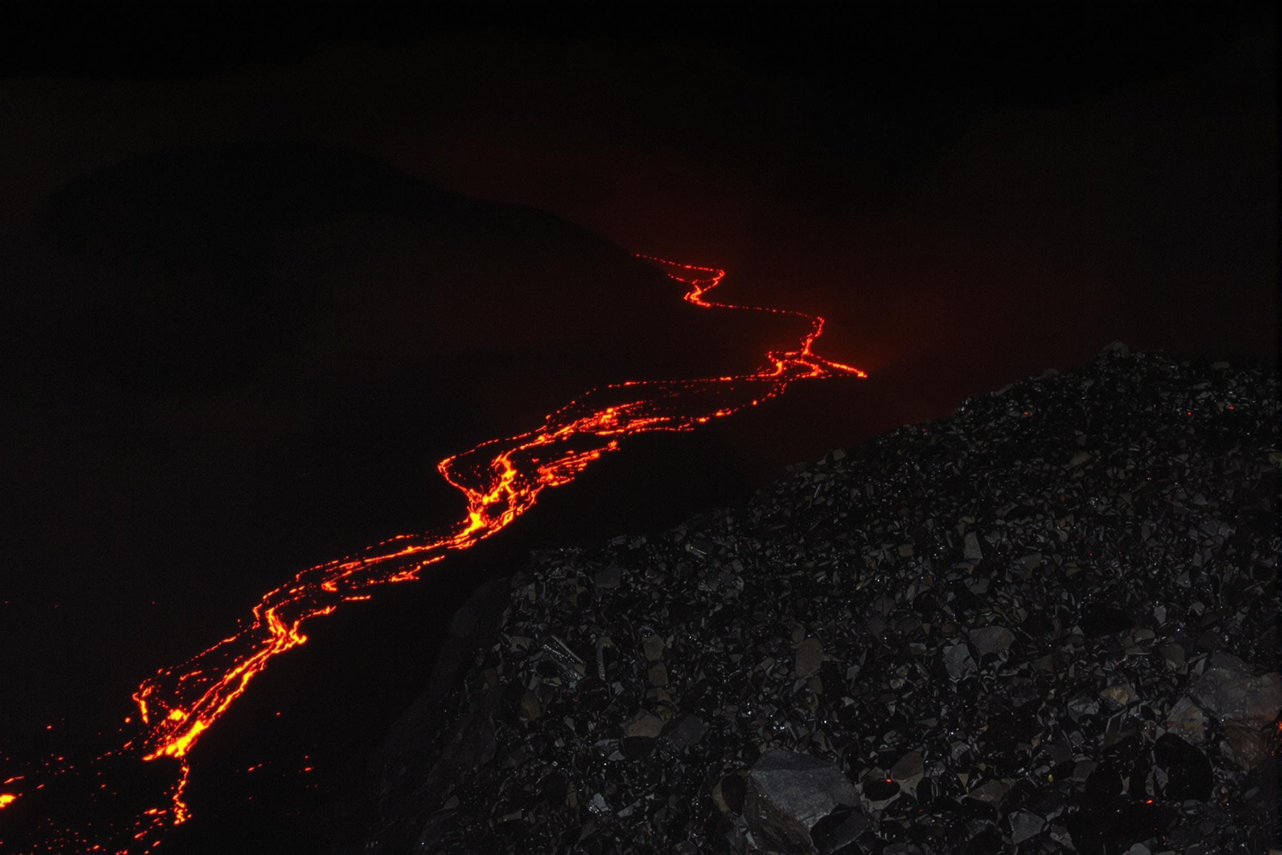 Rivers of Lava Lighting Rugged Terrain