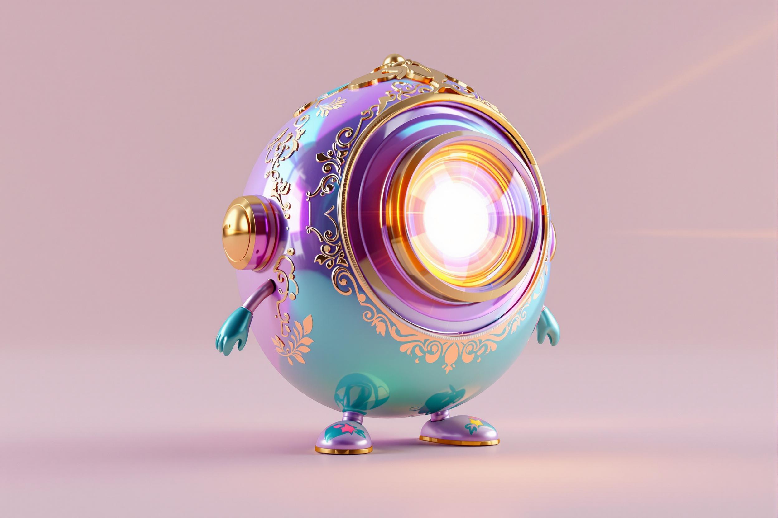 Anthropomorphic Retro Magnifying Glass with Bioluminous Aura