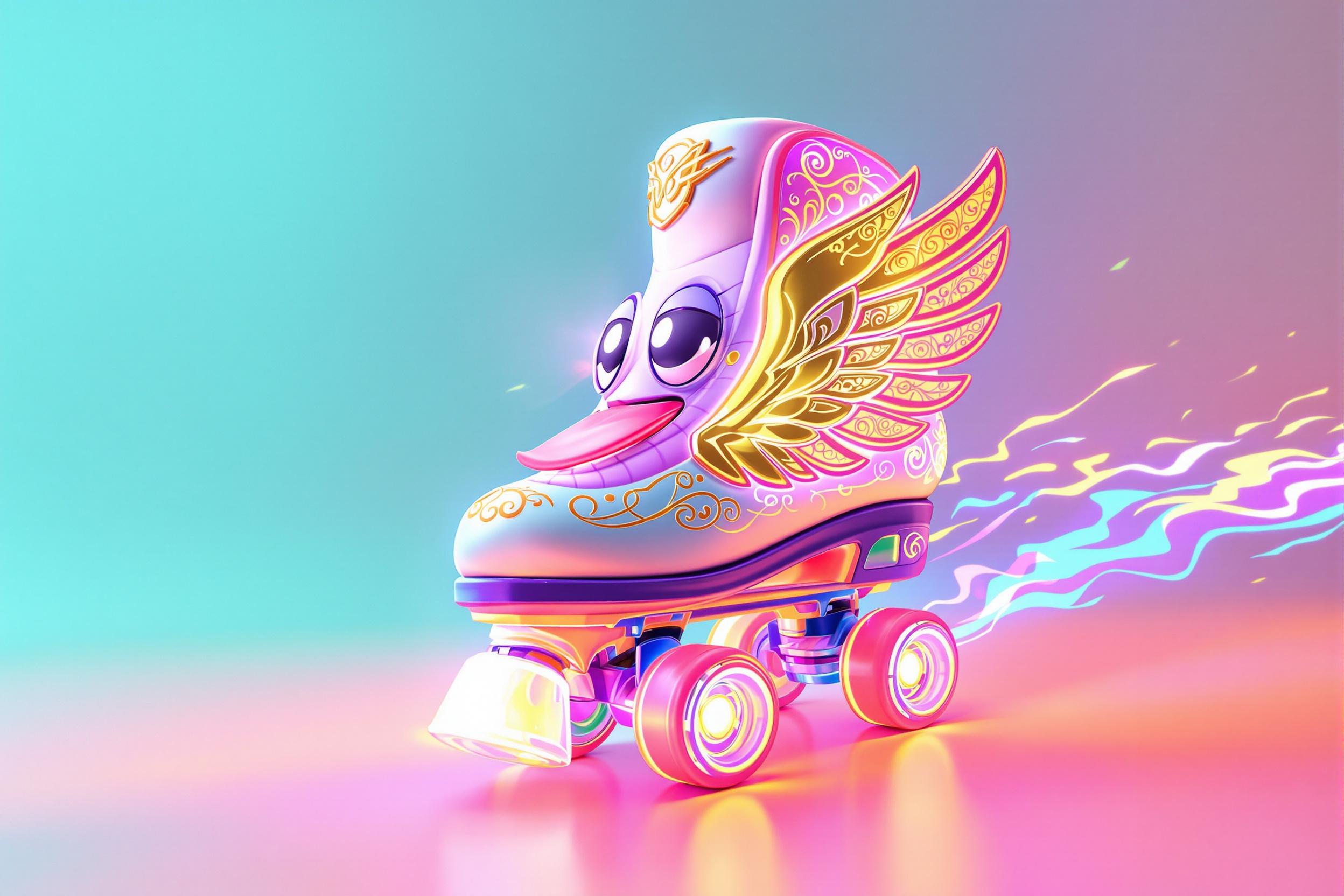 Whimsical Anthropomorphic Roller Skate in Motion