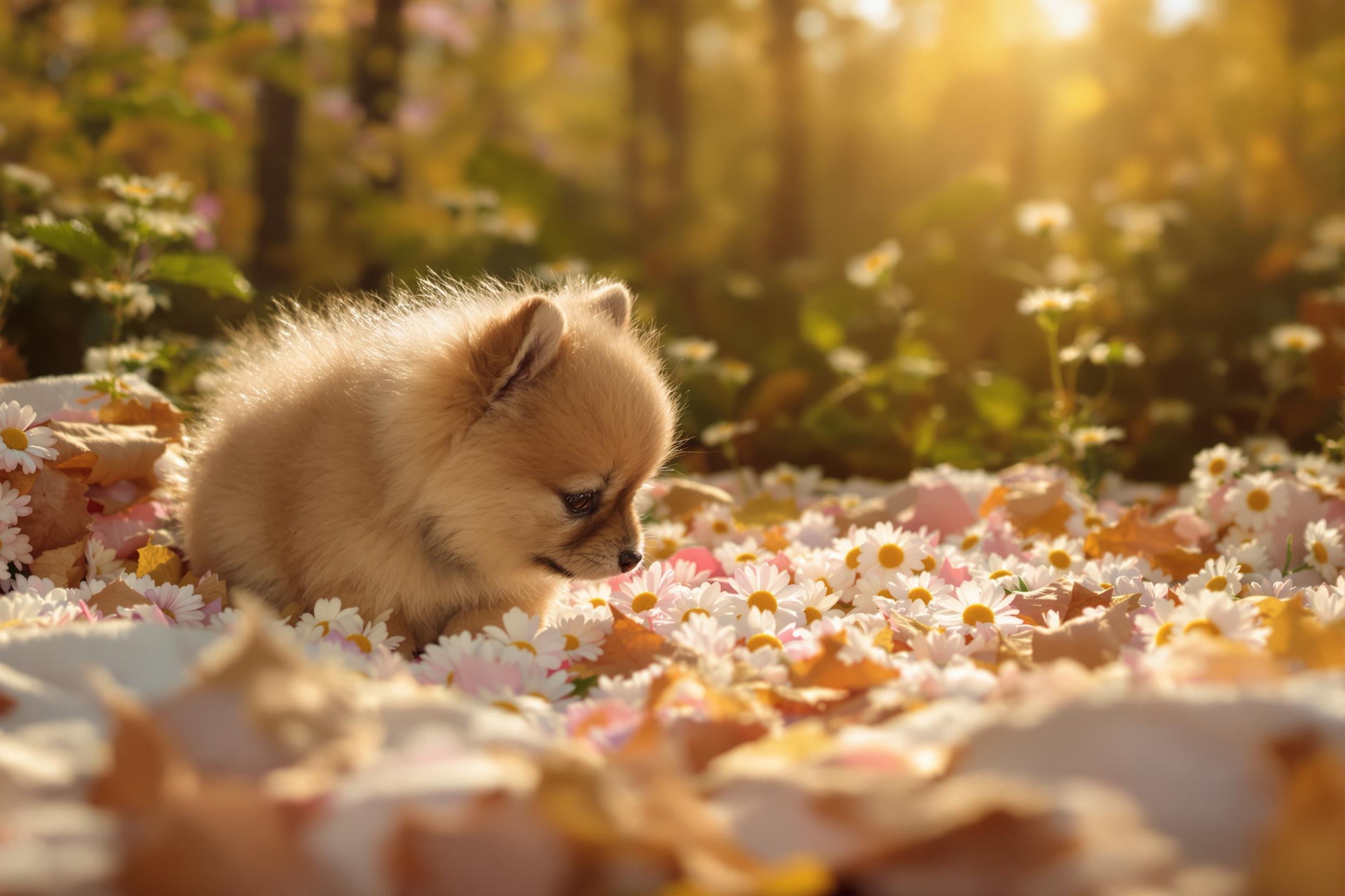 Golden Beams and Daisy Moments: Woodland Serenity