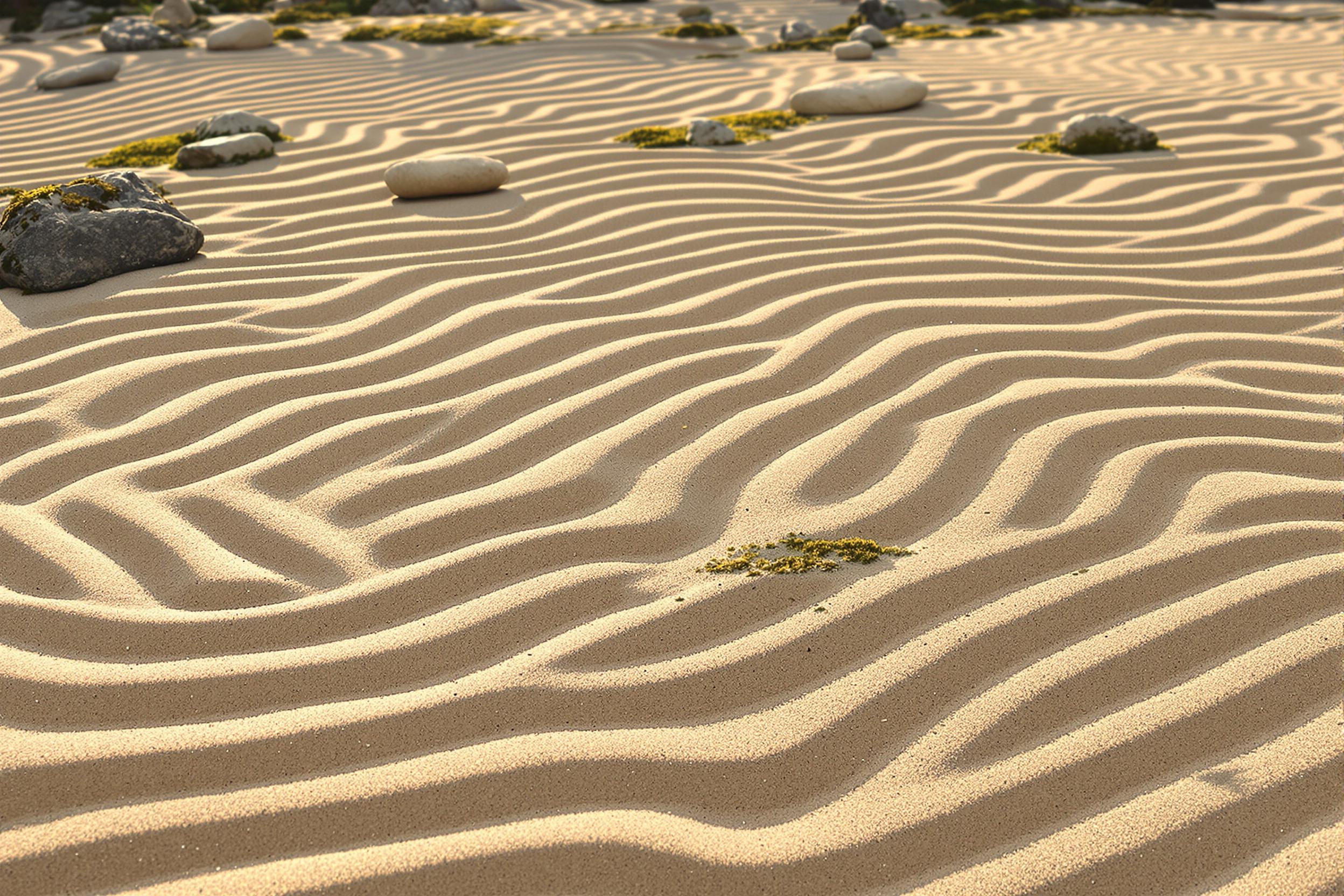 Serene Zen Garden Under Afternoon Sunlight