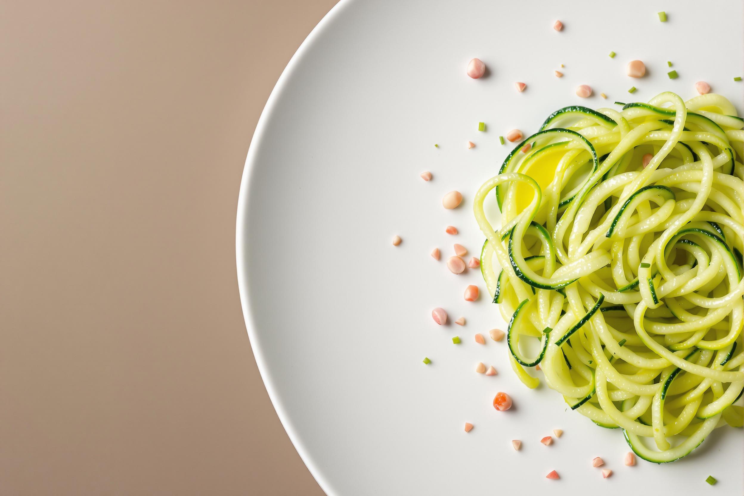 Fresh Spiralized Zucchini Noodles with Garnishes